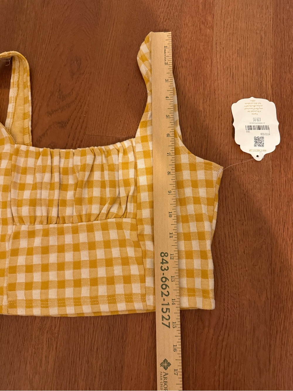 NWT Altar'd State Yellow Gingham Two Piece Set Crop Top Mini Skirt Co-Ord S - Picture 15 of 16